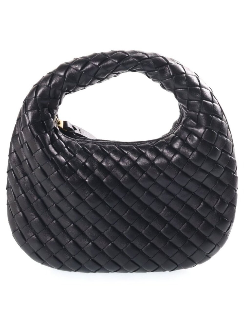 Bottega Veneta Intrecciato Baby Mini Handbag Black Leather Gold